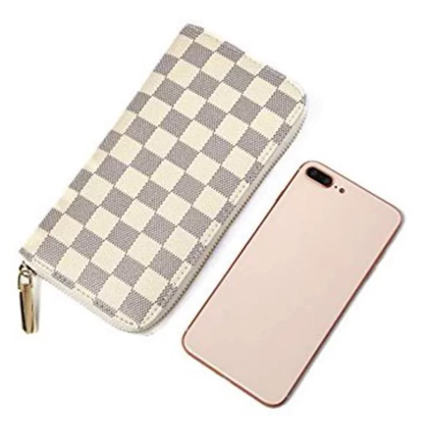 TINGOR RFID Blocking Women's Classic Continental Wallet, Checkered White - Image 5