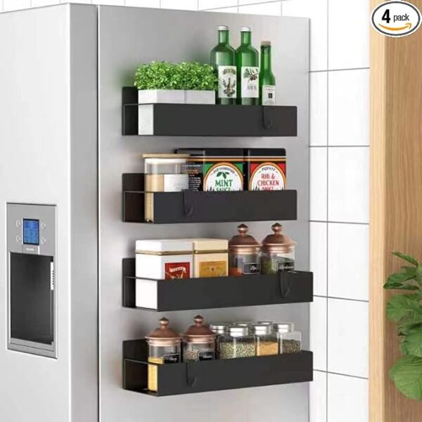 4 Pack Magnetic Spice Storage Rack Organizer for Refrigerator and Oven