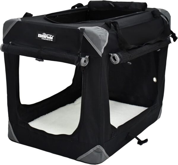 EliteField 4-Door Folding Soft Dog Crate with Curtains, Carrying Bag - Image 3