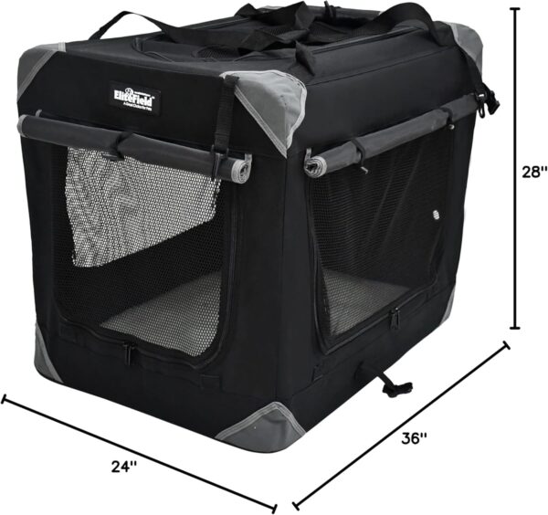 EliteField 4-Door Folding Soft Dog Crate with Curtains, Carrying Bag - Image 2