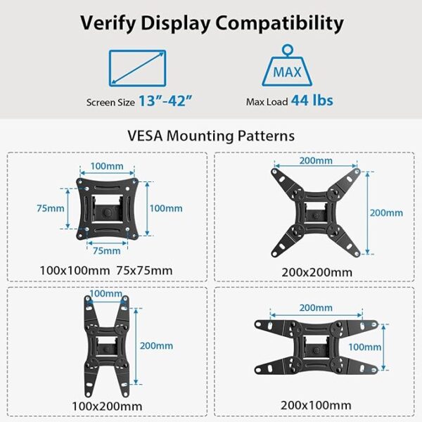 Pipishell Full Motion TV Monitor Wall Mount Bracket Swivel Tilt Extension Rotation for Echo Show - Image 4