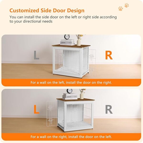 DWANTON Dog Crate Furniture with Cushion, Wooden Dog Crate with Double Doors - Image 5