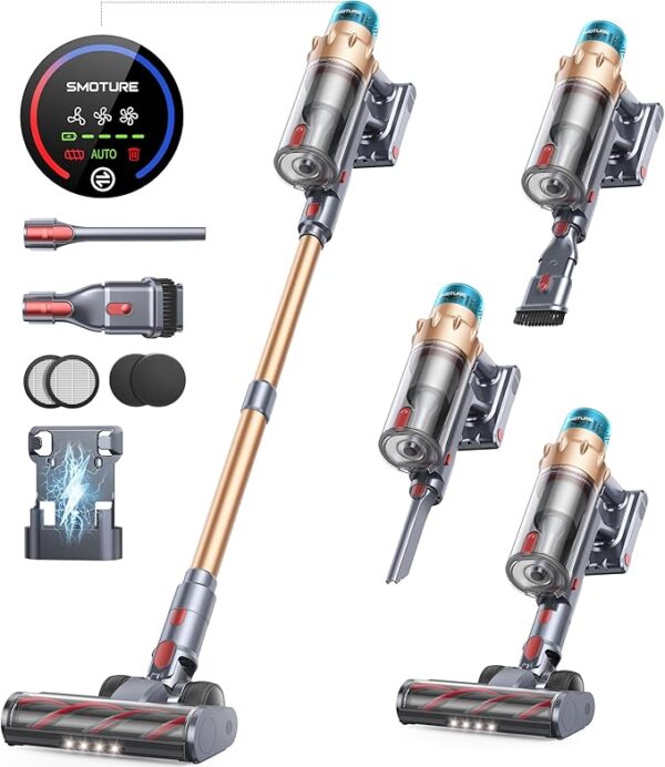 Cordless Vacuum Cleaner, 550W 45KPA 60 Mins Runtime