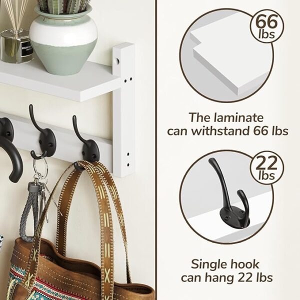 AMBIRD 34.2" L Wooden Wall Coat Hooks with Shelf - Image 2