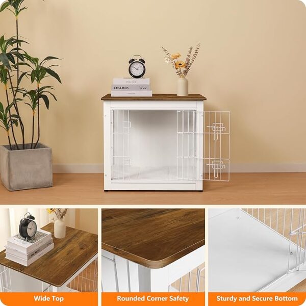 DWANTON Dog Crate Furniture with Cushion, Wooden Dog Crate with Double Doors - Image 3