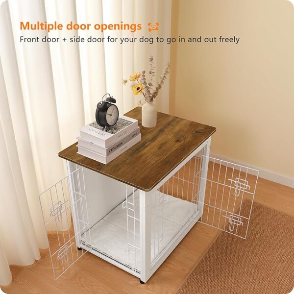 DWANTON Dog Crate Furniture with Cushion, Wooden Dog Crate with Double Doors - Image 7