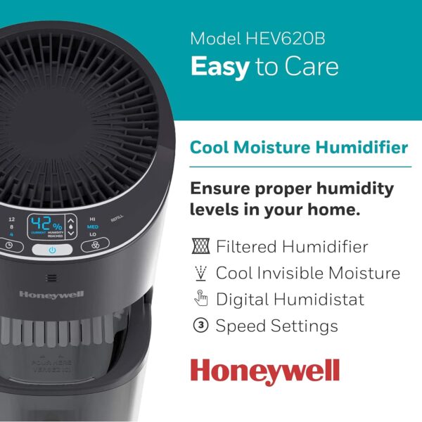 Honeywell Top Fill Tower Humidifier, Digital Humidistat, Black - Image 12