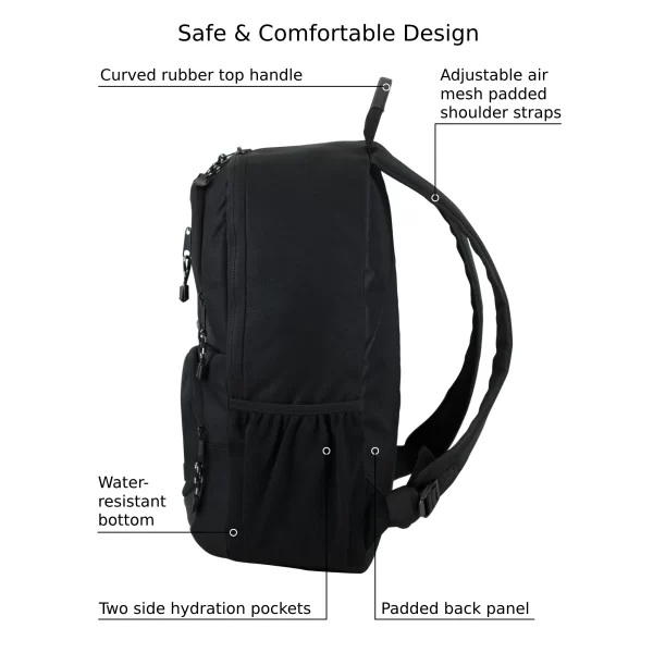 Eastsport Unisex Commuter Tech Backpack, Black - Image 5