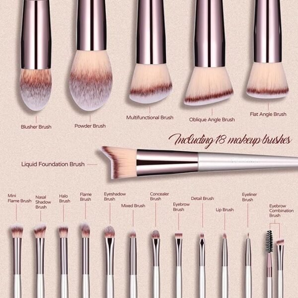 BS-MALL Makeup Brush Set 18 Pcs - Image 5