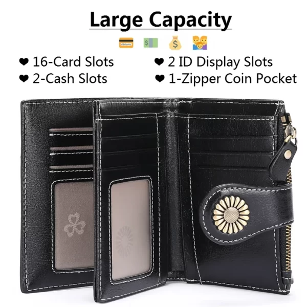 SENDEFN RFID Blocking Casual Credit Card Holder, Black - Image 4