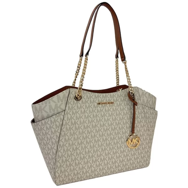 Michael Kors Jet Set Travel Large Logo Tote, Vanilla